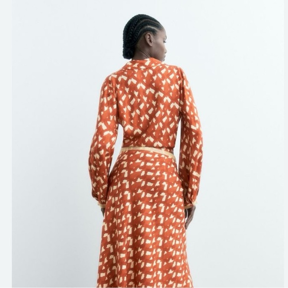 Zara printed cropped knot beaded cuff blouse NWT - Picture 7 of 12